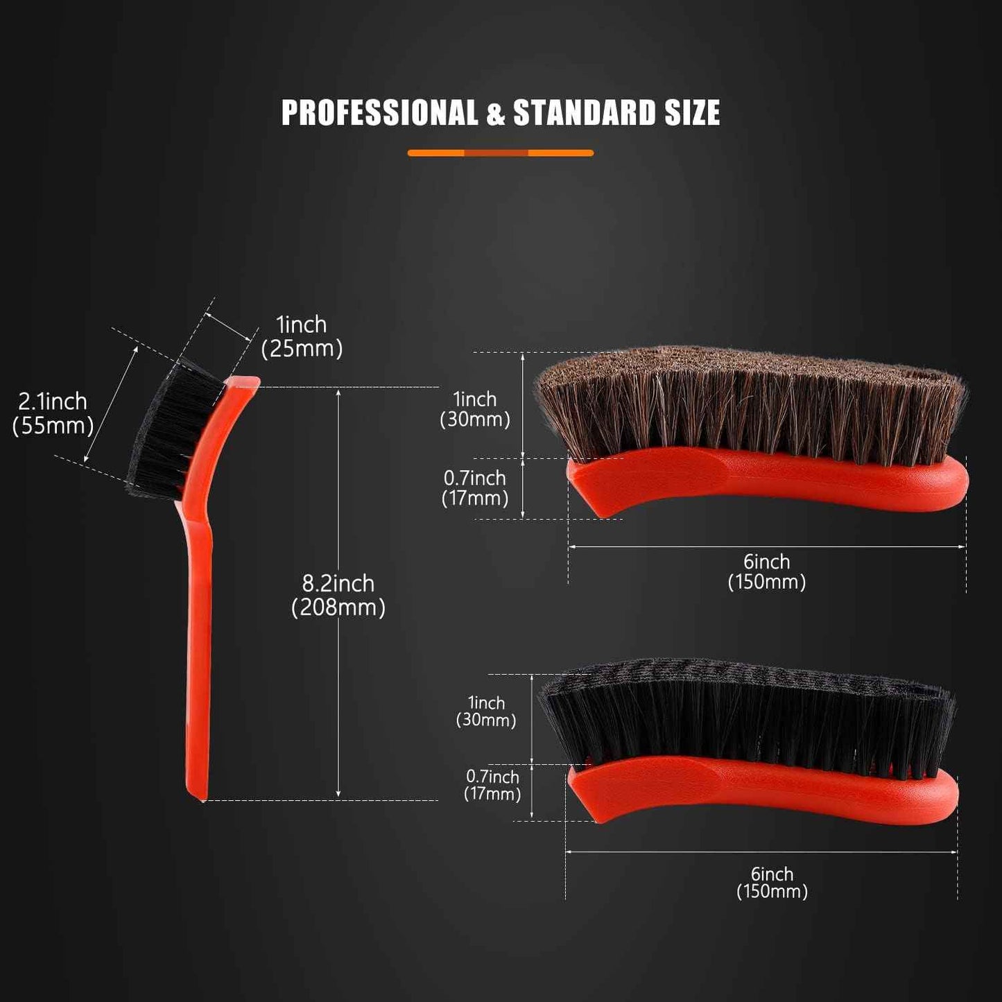 SPTA 3Pcs Car Detailing Brush Kit - Leather & Textile Brushes - Static Auto Care