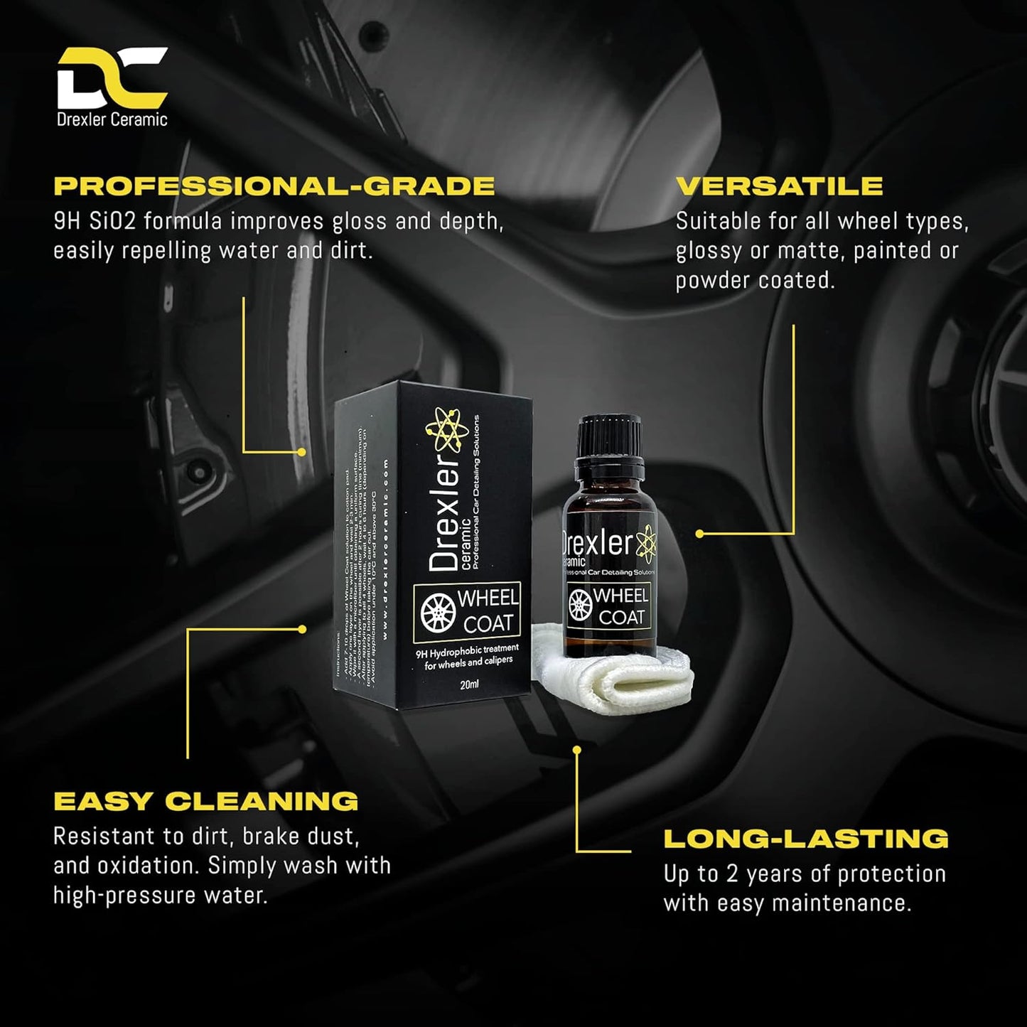 Drexler Wheel Coating 20ml – 9H Pro Grade Hydrophobic Protection - Static Auto Care