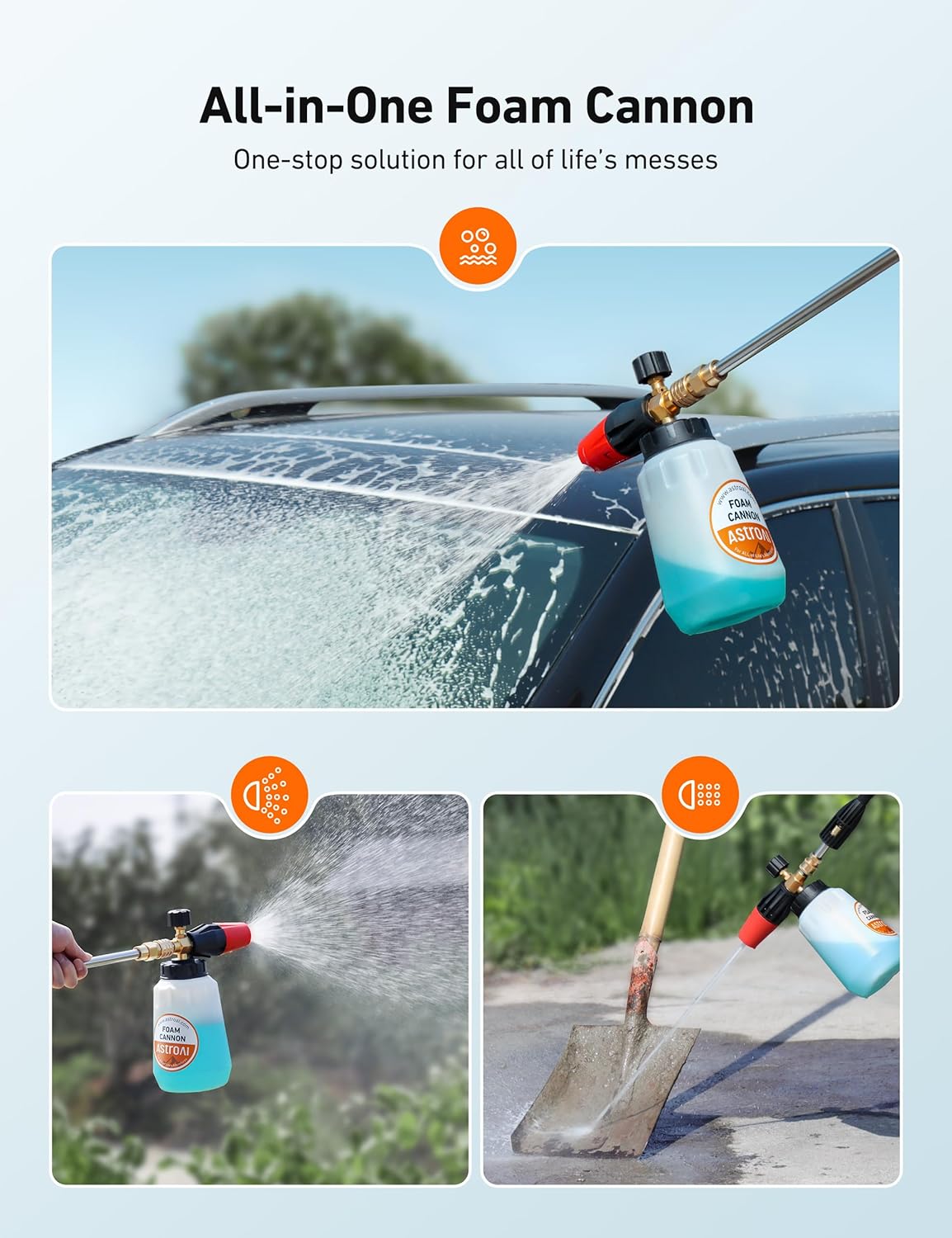 AstroAI Foam Cannon Heavy Duty Car Foam Blaster 1L - Static Auto Care
