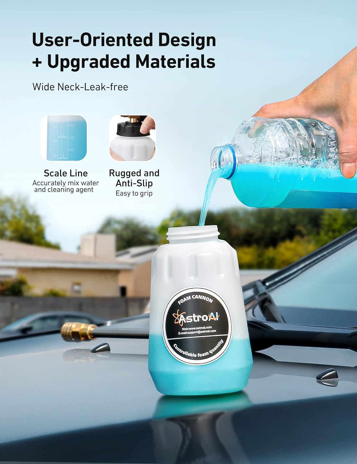AstroAI Foam Cannon Heavy Duty Car Foam Blaster 1L - Static Auto Care