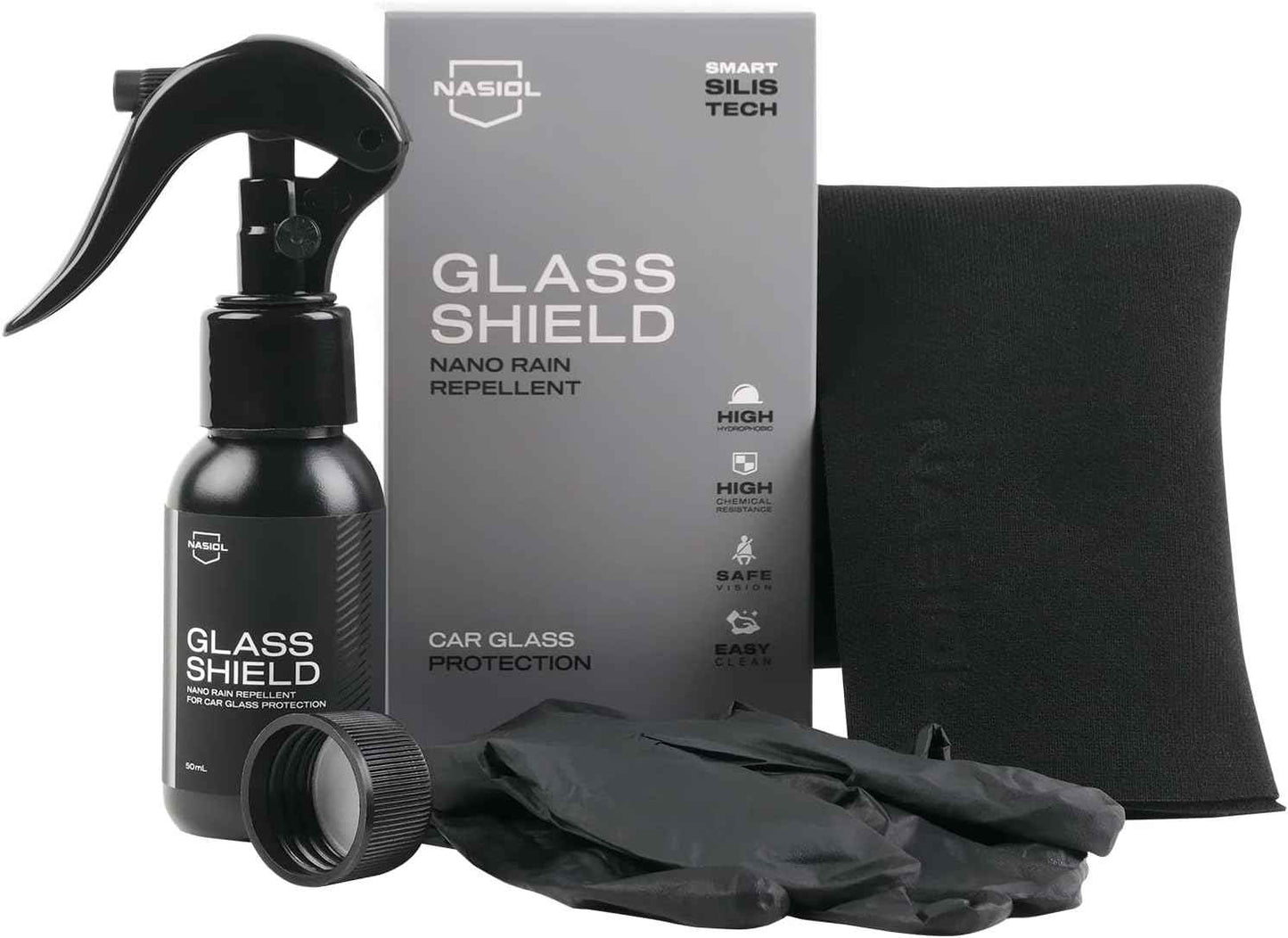 Nasiol GlasShield Nano Rain Repellent 5pce Spray Kit - Static Auto Care