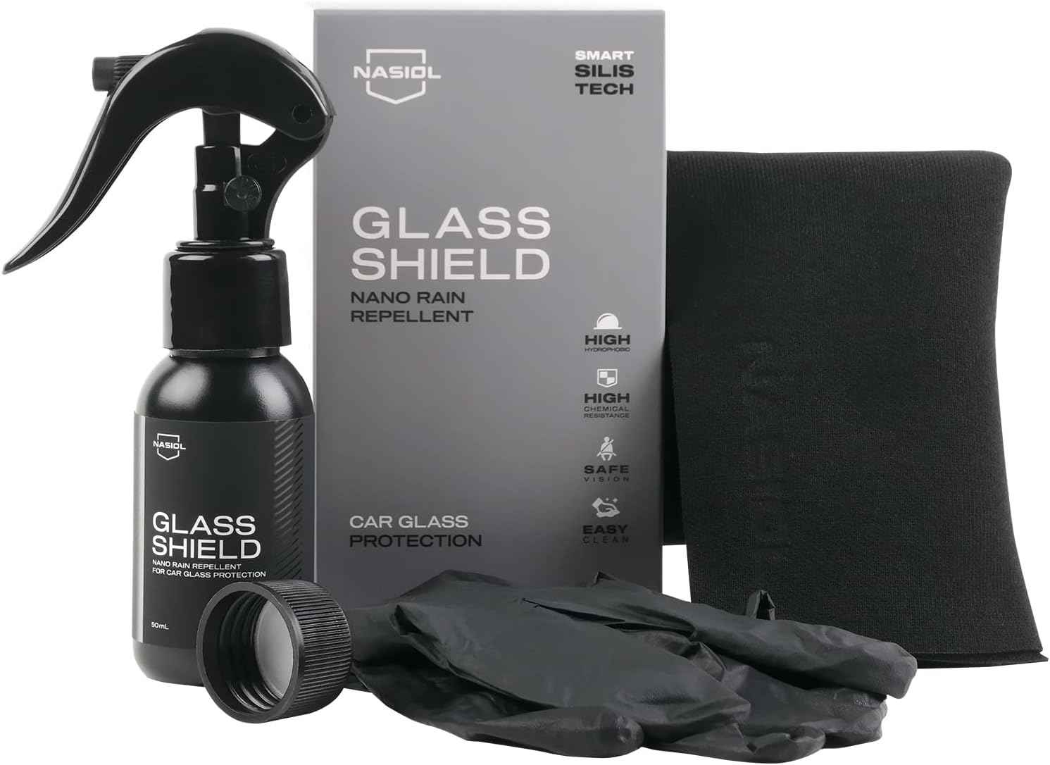 Nasiol GlasShield Nano Rain Repellent 5pce Spray Kit - Static Auto Care