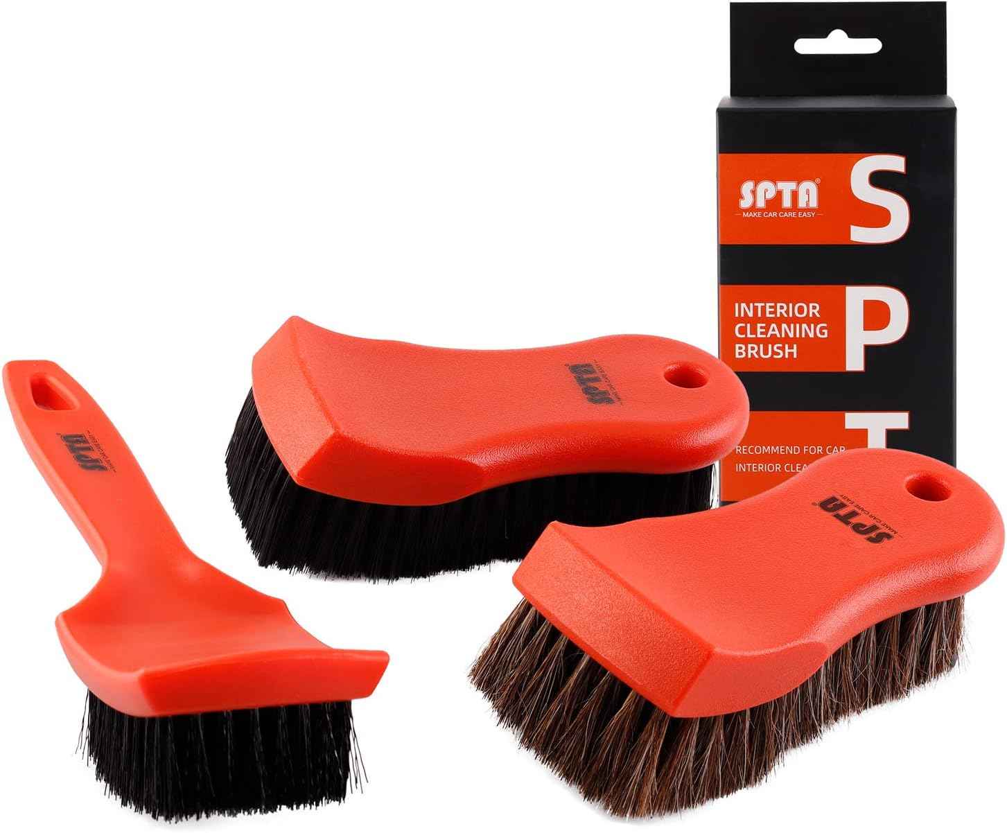 SPTA 3Pcs Car Detailing Brush Kit - Leather & Textile Brushes - Static Auto Care