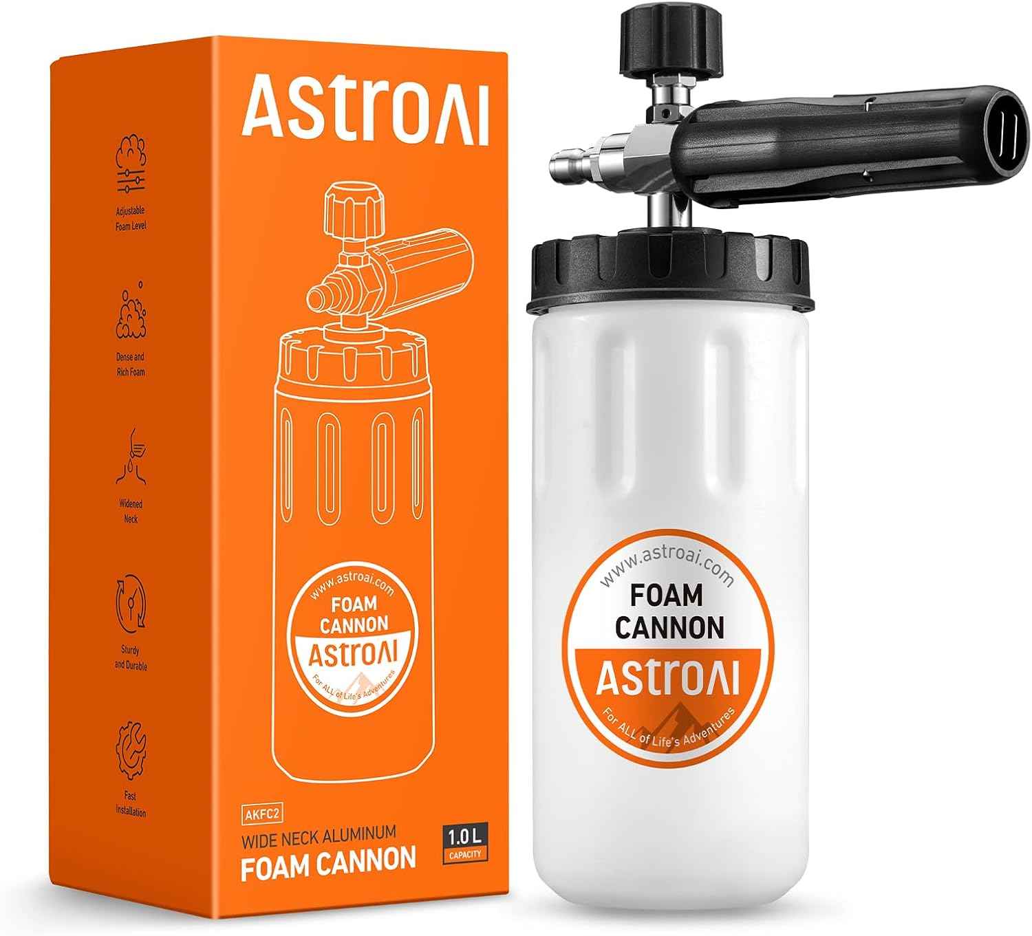 AstroAI Wide Neck Foam Cannon 1/4 Inch - 1L - Static Auto Care