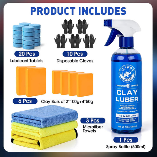 Taewoo Clay Bar Kit - 6 Clay Bars & 20 Lubricant Tablets - Static Auto Care