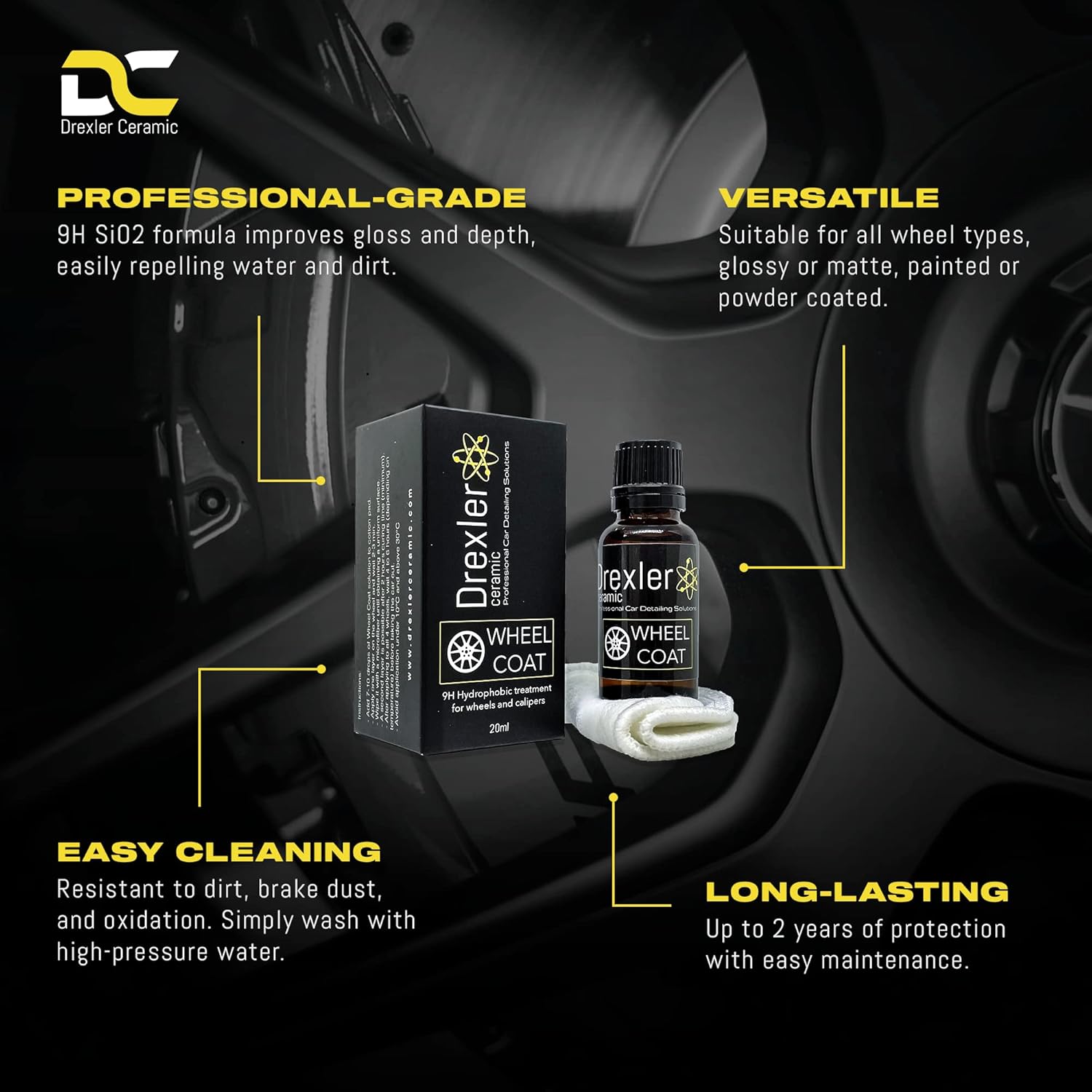 Drexler Wheel Coating 20ml – 9H Pro Grade Hydrophobic Protection - Static Auto Care