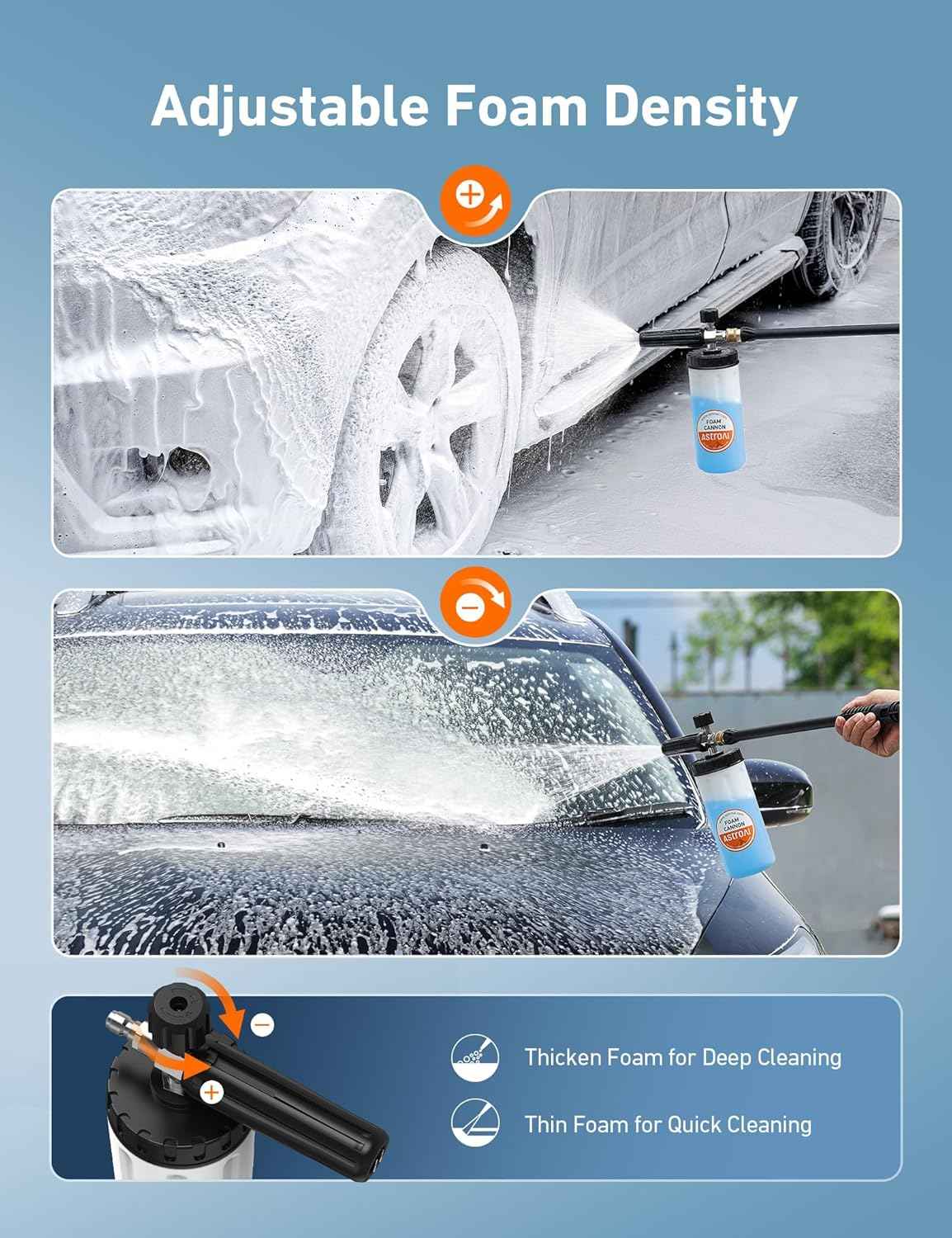 AstroAI Wide Neck Foam Cannon 1/4 Inch - 1L - Static Auto Care