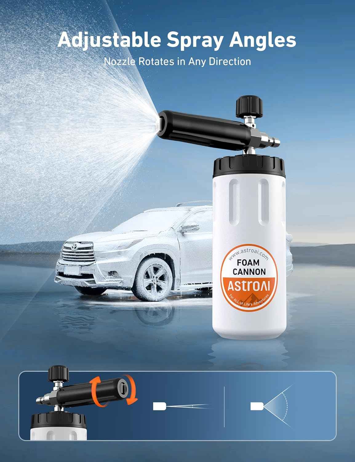 AstroAI Wide Neck Foam Cannon 1/4 Inch - 1L - Static Auto Care