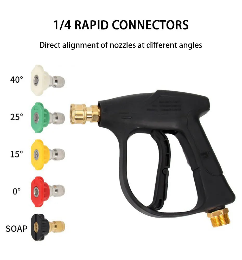 SeaMetal Short Handle High Pressure Washer Gun + Nozzle Set - Static Auto Care