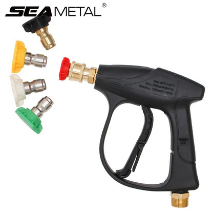 SeaMetal Short Handle High Pressure Washer Gun + Nozzle Set - Static Auto Care