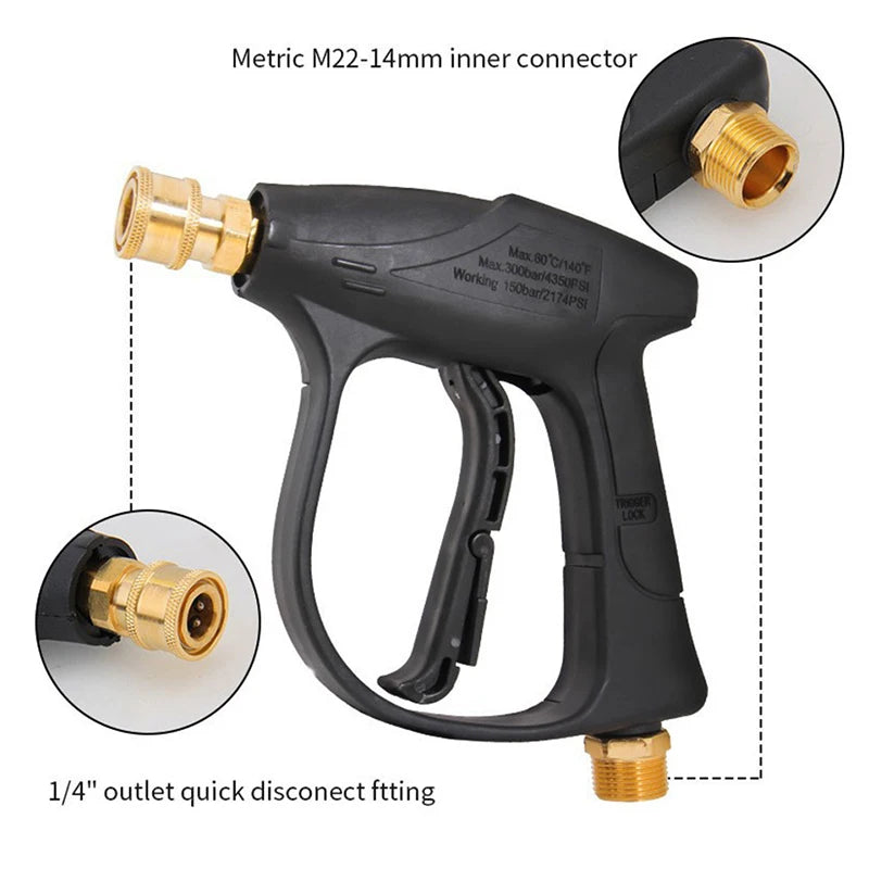 SeaMetal Short Handle High Pressure Washer Gun + Nozzle Set - Static Auto Care